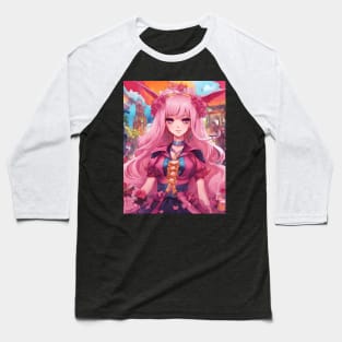 Pink anime party princess Baseball T-Shirt